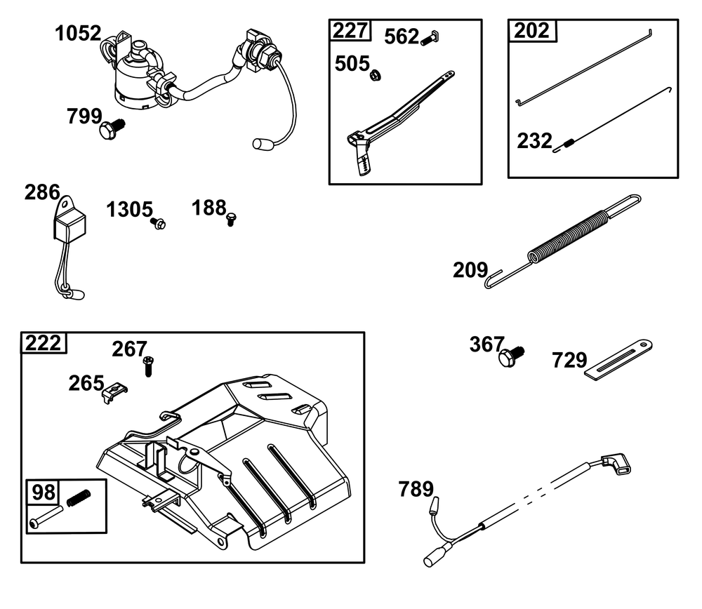 Controls Group Diagram and Parts List for 25U135-0002-G1 200000 - 399999 Briggs and Stratton Engine